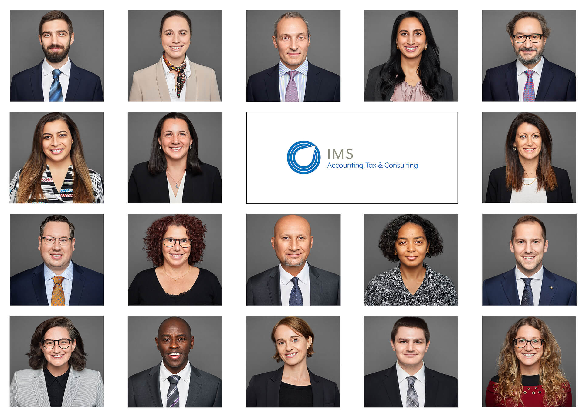 Chicago professional corporate team headshot collage photography for IMS Account Tax & Consulting