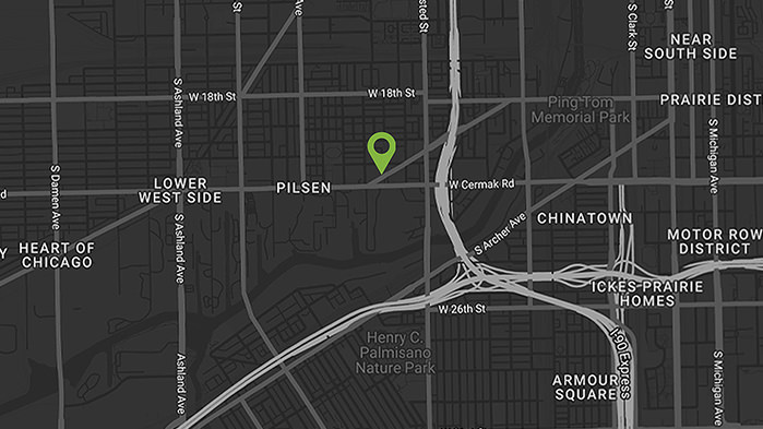 Studio location map - 2150 S Canalport Ave, Chicago, IL 60608
