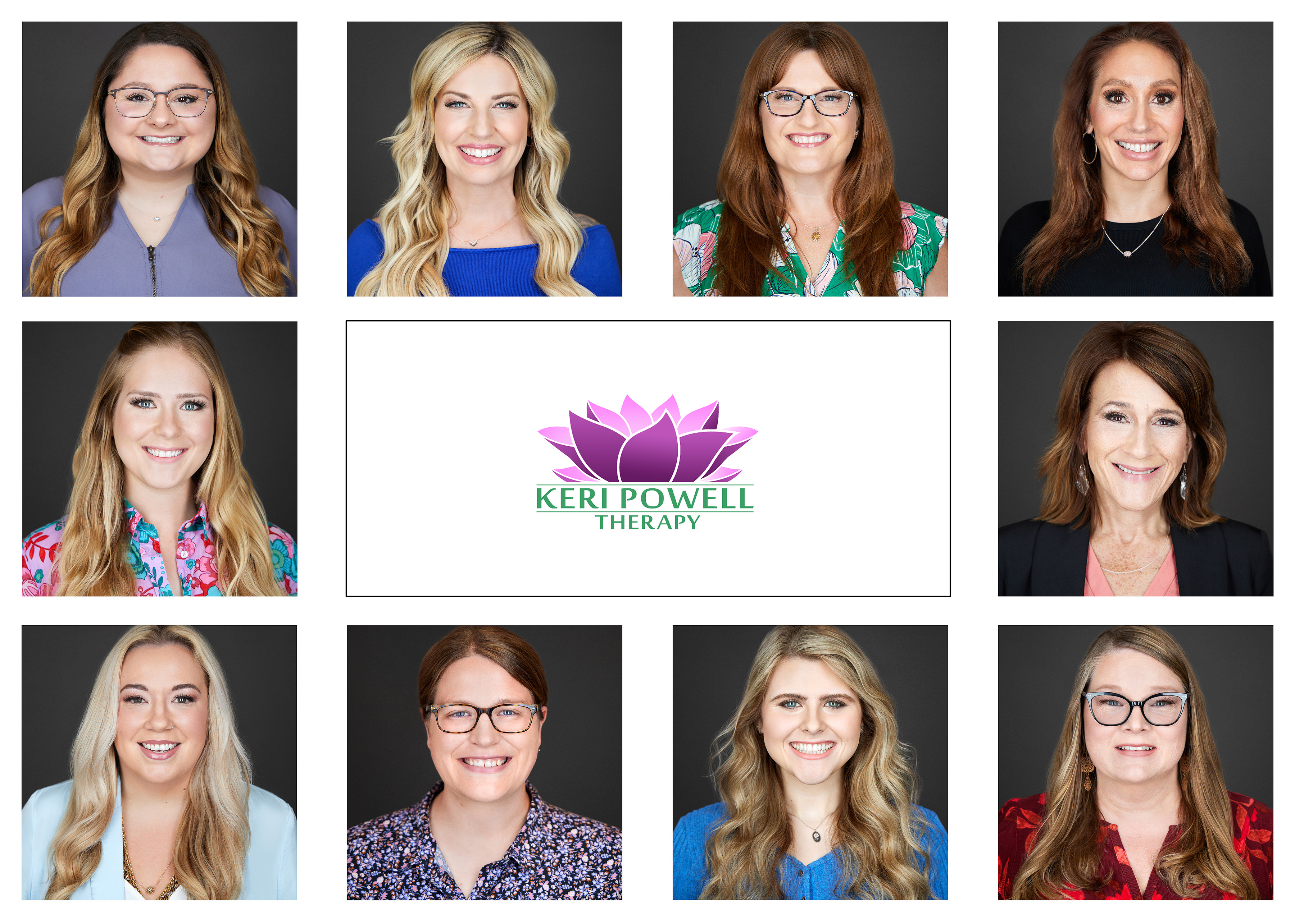 Chicago professional team headshot collage photography for Keri Powell Therapy