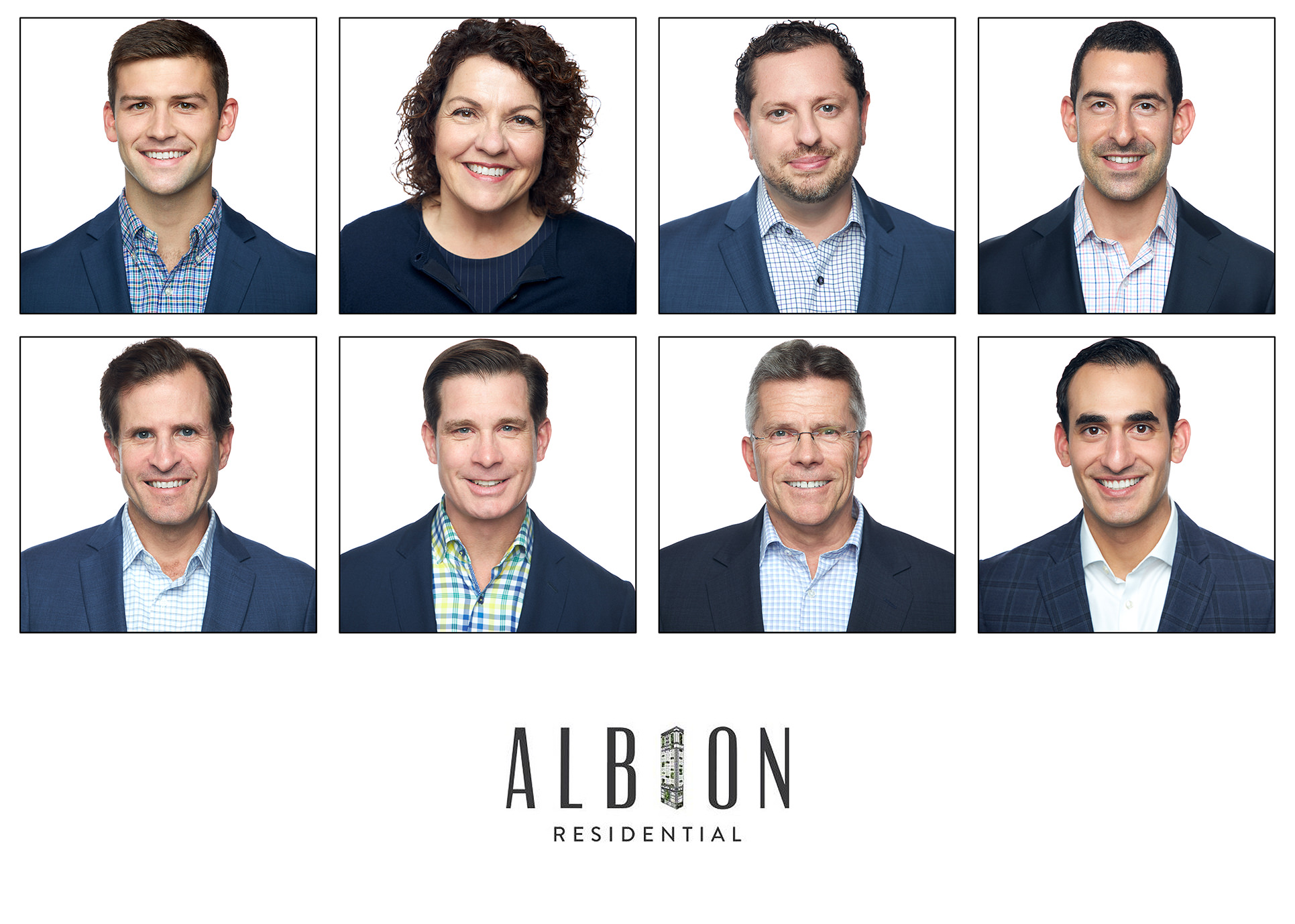 Chicago professional team headshot collage photography for Albion Residential